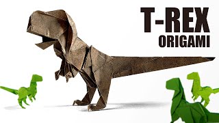 ORIGAMI TREX  How to make a Paper Trex Dinosaur Weesel [upl. by Aihsal]