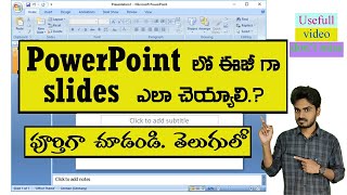 How to create slides in ms power pointTelugu easy tutorial [upl. by Imeaj541]