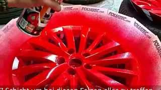 FOLIATECcom Sprühfolie Rot glänzend Felgen folieren Dip Your Rims red glossy [upl. by Leynad]