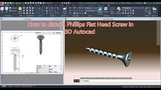 How to draw a Phillips Flat Head Screw in 3D Autocad [upl. by Hallvard606]