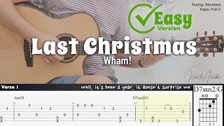 FREE TAB Last Christmas Easy Version  Wham  Fingerstyle Guitar  TAB  Chords  Lyrics [upl. by Brander]