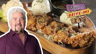 Guy Fieri Tries Hawaiian Garlic Furikake Chicken  Diners Driveins and Dives  Food Network [upl. by Eirol]