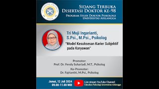 Sidang Terbuka Disertasi Doktor ke98 Tri Muji Ingarianti SPsi MPsi Psikolog [upl. by Annaigroeg]