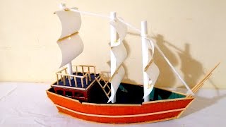 How to make a boat models with cardboard  Cardboard ship making idea [upl. by Suirred267]