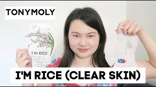 Tony Moly Im Rice Clear Skin Face Sheet Mask Review  Demo  Tracey Studio [upl. by Atilrac]