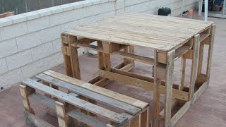 MESA PARA JARDIN HECHA CON PALETS RECICLADOS  COMO HACER UNA MESA DE MADERA RECICLADA [upl. by German]