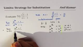 Understand how to substitute variable to find limit with square root and cube root functions [upl. by Hamer]