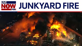 Massive junkyard fire rages in New Jersey  LiveNOW from FOX [upl. by Chui583]