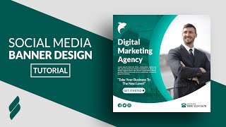 How to Design a Digital Marketing Social Media Banner in Photoshop  Adobe Photoshop Tutorial [upl. by Thibaut]