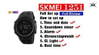 Review SKMEI 1251 full set up alarm countdown stopwatch [upl. by Gifferd]