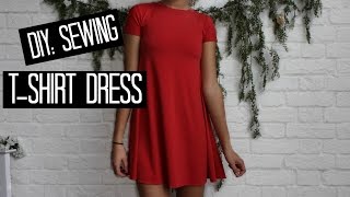 DIY Tshirt Dress  Easy Sewing [upl. by Reidar]