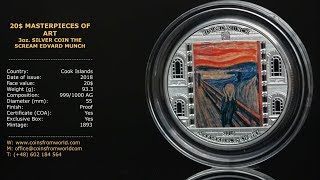 Cook Islands 2018 20 Masterpieces Of Art The Scream Edvard Munch 3 Oz Silver Coin [upl. by Fording]