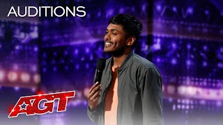 Comedian Usama Siddiquee Performs Hilarious StandUp Comedy  Americas Got Talent 2020 [upl. by Aikat]