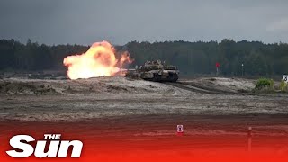 British Polish and US tanks conduct explosive joint drills as Russian threat grows [upl. by Liza]