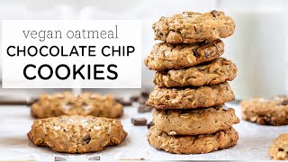 The BEST VEGAN Oatmeal Chocolate Chip Cookies 🍪 [upl. by Boorman]