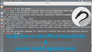 How to add official repositories amp resolve invalid Signature error in Kali Linux [upl. by Madelene]