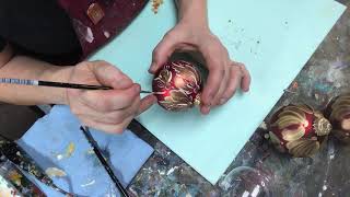 Painted Christmas Ornaments with Norwegian Rosemaling by Art of Lise  ASMR Therapy [upl. by Elliott28]