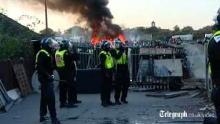 Dale Farm evictions Riot police battle protesters as travellers camp is cleared [upl. by Phaedra]