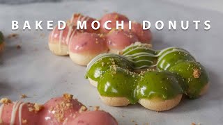 Baked Mochi Donuts  Matcha and Strawberry Pon de Ring  Easy Recipe  Catty Cakes [upl. by Rubenstein]