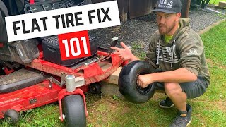 How to Fix a Zero Turn Mower Front Tire  Toro Time Cutter [upl. by Gladine616]