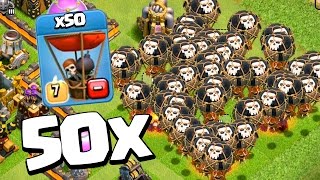 ATACANDO COM 50 BALÕES NÍVEL 7  CLASH OF CLANS [upl. by Boleyn]