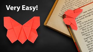 Easy Origami Butterfly Bookmark  How to Fold [upl. by Saerdna]