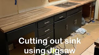 How To Cut Out Sink In Butcher Block or Laminate Countertops [upl. by Aiekat]