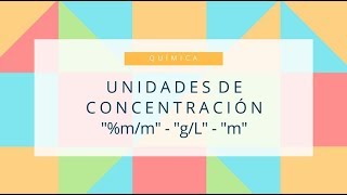 Química 10  Unidades de concentración quotmmquot quotgLquot y quotmquot [upl. by Tulley668]