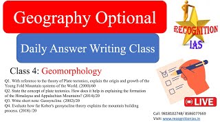 Daily Answer Writing Class 04 l Geomorphology l UPSC 2025 l Geography Optional [upl. by Arndt860]