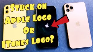 iPhone 11 Stuck on Apple Logo or iTunes Logo FIXED 1 Minute Fix [upl. by Christine]