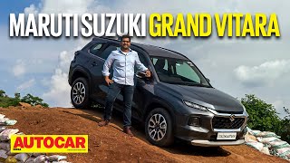 2022 Maruti Suzuki Grand Vitara review  The midsized Maruti SUV is here  Drive  Autocar India [upl. by Ahsinev453]