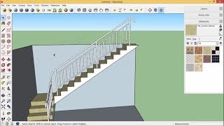 Sketchup  Tangga Beton Bentuk L amp Handrail [upl. by Luanni]