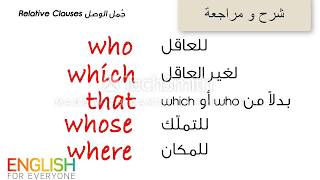 Relative Clauses شرح جمل الوصل [upl. by Ebert]