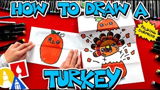 How To Draw A Turkey Jumping Out Of A Pumpkin [upl. by Kryska]