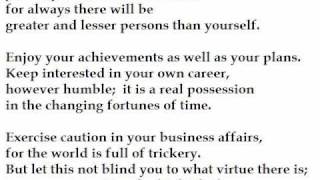 Desiderata by Max Ehrmann read by Tom OBedlam [upl. by Amehr]