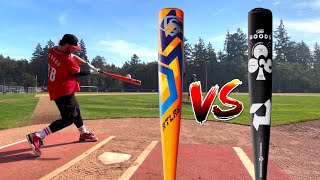 Louisville Slugger ATLAS vs DeMarini THE GOODS 1piece  BBCOR Baseball Bat Review [upl. by Leahciam]