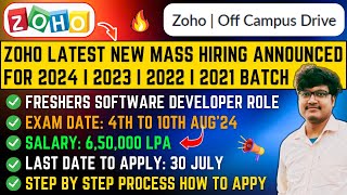 ZOHO NEW MASS HIRING ANNOUNCED 2024  SOFTWARE DEVELOPER  TEST PATTERN  HIRING THROUGH SURVEY FORM [upl. by Ramonda]