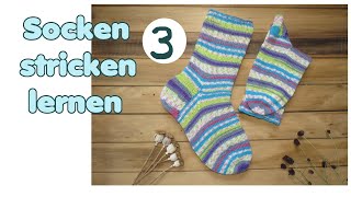 Socken stricken lernen TEIL 3 von 5  Maschenaufnahme nach der Ferse [upl. by Yasu]