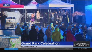 Crowds gather in Downtown LA for annual NYE Celebration at Grand Park [upl. by Kcirrej]