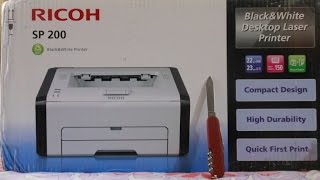 RICOH SP200 Blackamp White Laser Printer Unboxing [upl. by Brandtr]