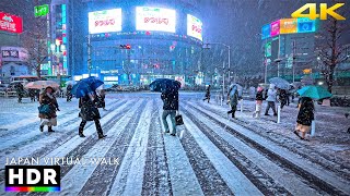 Tokyo Japan  Shinjuku Snowy Night Walk • 4K HDR [upl. by Lathrope233]