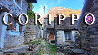 CORIPPO SWITZERLAND ✨ Hotel in mountain abandoned village  Rustic houses in Tessin Walking tour 4K [upl. by Annawaj962]