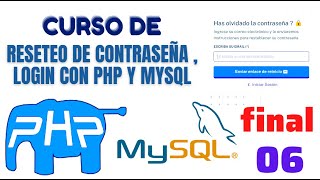 06 RESETEO DE CONTRASEÑA  LOGIN CON PHP Y MYSQL RECUPERAR CONTRASEÑA PHP MYSQL y PHP MAILER [upl. by Anisah949]