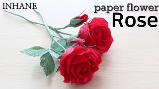 How to make red rose with crepe paper Rose paper flower [upl. by Yvonne62]