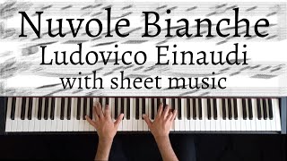 Nuvole Bianche  Ludovico Einaudi sheet music  Piano Cover [upl. by Rufus]