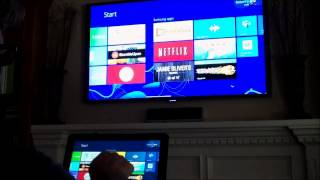 Intel Windows 8 Tablet Wireless HDMi to TV via Intel WiDi  Miracast [upl. by Lugo390]