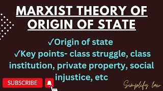 Marxist theory of origin of state  Karl Marx  Class struggle  Political Science Simplify Law [upl. by Claudian]