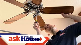 How to Install a Ceiling Fan on a Cathedral Ceiling  Ask This Old House [upl. by Kinson505]