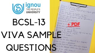 BCSL13 sample viva question  ignou  BCA [upl. by Krigsman]