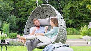 Polyrattan Hängesessel TWIN  Grau  Home Deluxe [upl. by Oaoj]